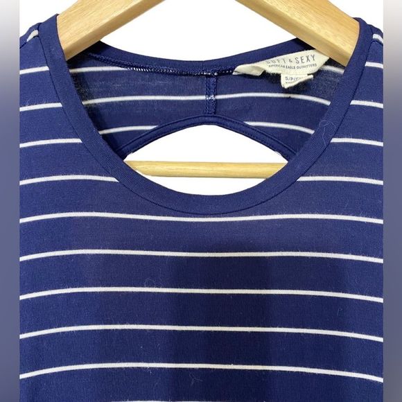 American Eagle Outfitters Soft & Sexy striped sleeveless dress Navy White Size S - Picture 6 of 13